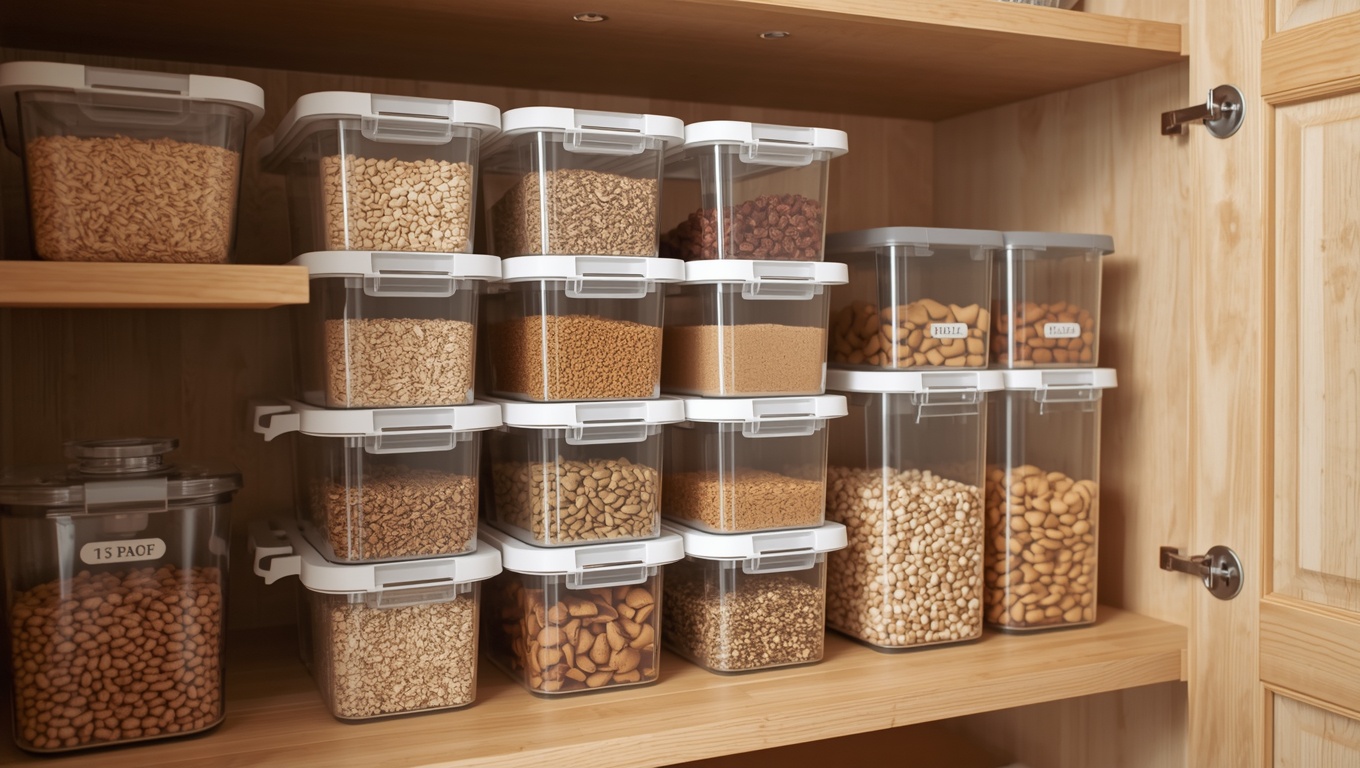 Stackable kitchen organizer holding neatly arranged plates inside a cabinet